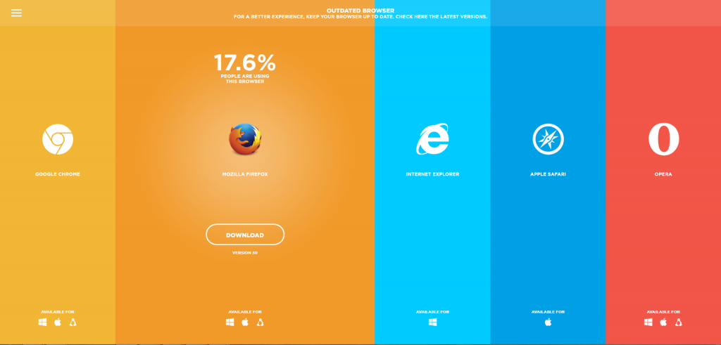 Outdated Browser - Select Browser